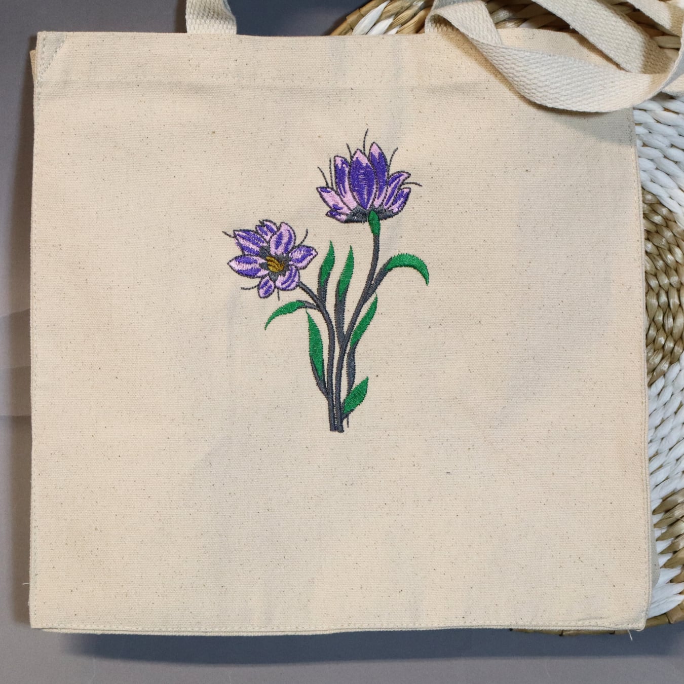 Personalized Birth Flower Tote Bag