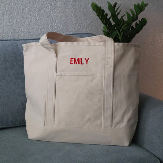 Custom Name Embroidered Tote Bag