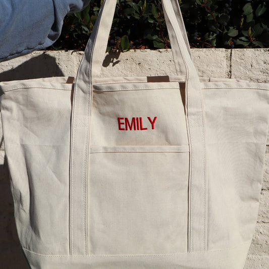 Custom Name Embroidered Tote Bag
